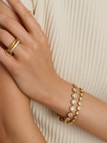 Nialaya Women's Chain Bracelet Round CZ Link Bracelet Round CZ Link Bracelet